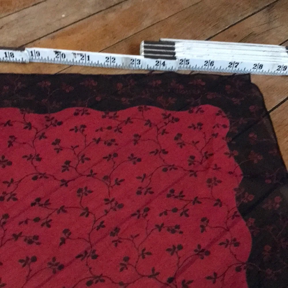 Laura Ashley‎ Red and Black Floral Silk Scarf
